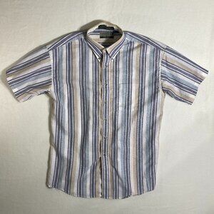 Vintage Loafers by Reed St James 90's short sleeve button shirt Large Striped